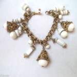 vintage milk glass bead bracelet