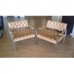 vintage milo baughman chrome chairs