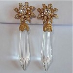 vintage miriam haskell rhinestone crystal dangle earrings