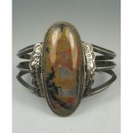 vintage navajo oval petrified wood bracelet