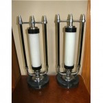 vintage pair 1930s art deco crhome tube lamps