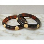 vintage pair bakelite polka dot bracelets