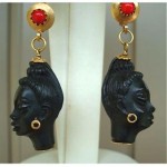 vintage pair carved blackamoor earrings