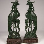 vintage pair carved jade phoenix birds