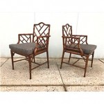 vintage pair faux bamboo arm chairs