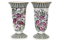 vintage pair floral ceramic vases