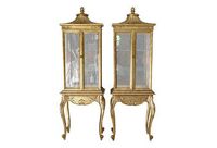 vintage pair gold gilded vitrines