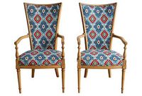 vintage pair reupholstered directoire-style fauteuils