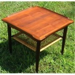 vintage poul jensen selig teak and rattan accent table