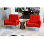 vintage reupholstered florence knoll lounge chairs