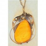 vintage silver amber pendant