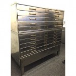 vintage stainless steel blueprint file cabinet