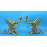 vintage tiffany bronze dragon candlesticks