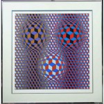 vintage victory vasarely signed serigraph