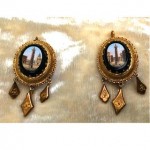 antique 1800s micro mosaic earrings