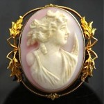 antique 1880s carved shell cameo brooch