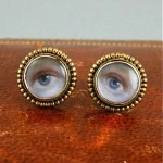 antique 1880s painted lovers eye earrings