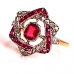 antique 18k diamond ruby ring