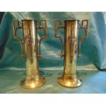 antique brass on copper vases