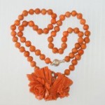 antique chinese carved coral necklace