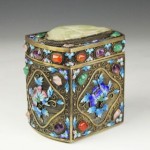 antique chinese gilt silver jade box