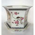 antique chinese hexagonal porcelain planter