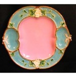 antique english majolica strawberry serving plate