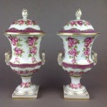 antique pair royal crown derby handpainted urns