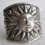 antique sterling sun cuff bracelet