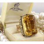 antique victorian 14k citrine pearl ring