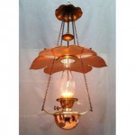 antique victorian copper brass hanging kerosene lamp