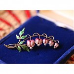 vinage krementz 14k enamel pearl bleeding heart brooch