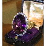 vintage 14k diamond amethyst cocktail ring