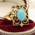 vintage 1920s 14k persian turquoise ring