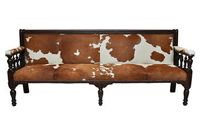 vintage 1920s bench in cowhide