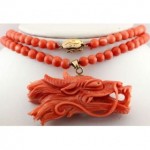 vintage 1920s carved coral dragon necklace