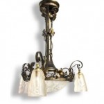 vintage 1920s french wrought iron metalwork chandelier