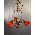 vintage 1920s procelain bronze chandelier