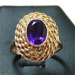 vintage 1960s amethyst basket cocktail ring