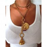 vintage 1993 chanel coin and wax seal necklace