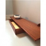 vintage aksel kjersgaard teak floating shelf with drawer