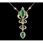 vintage art deco emerald diamond neecklace