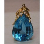 vintage blue topaz and diamond pendant