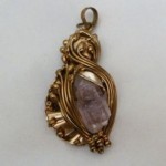 vintage brutalist amethyst brass nugget pendant