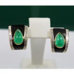 vintage cartier diamond emerald clip earrings