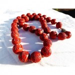 vintage chinese carved cinnabar necklace