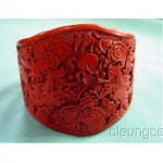 vintage chinese cinnabar cuff bracelet