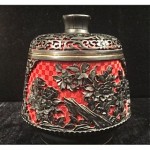 vintage chinese cinnabar tea caddy