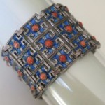 vintage chinese coral blue enamel bracelet