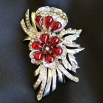 vintage eisenberg sterling fur clip red